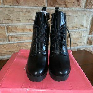 Allegra K Round Toe Block High Platform Boots